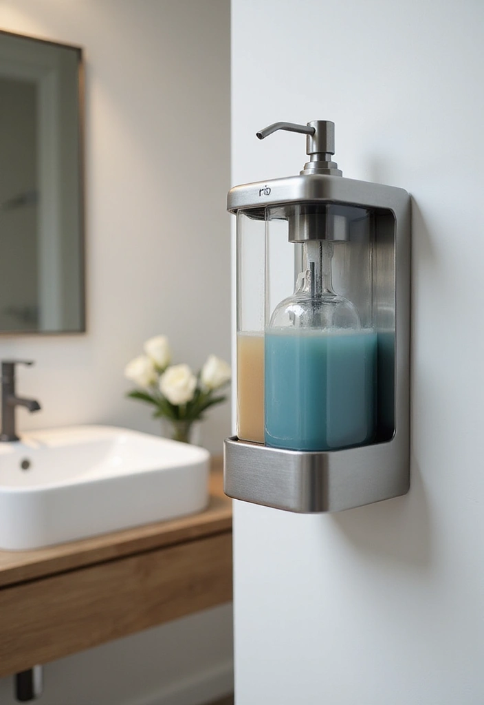 29 Smart Storage Ideas For Small Bathrooms You’ll Actually Use 100 29 Smart Storage Ideas For Small Bathrooms You’ll Actually Use - 16. Wall-Mounted Soap Dispensers