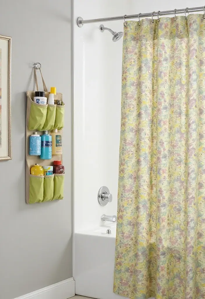 29 Smart Storage Ideas For Small Bathrooms You’ll Actually Use 152 29 Smart Storage Ideas For Small Bathrooms You’ll Actually Use - 24. Shower Curtain with Storage Pockets