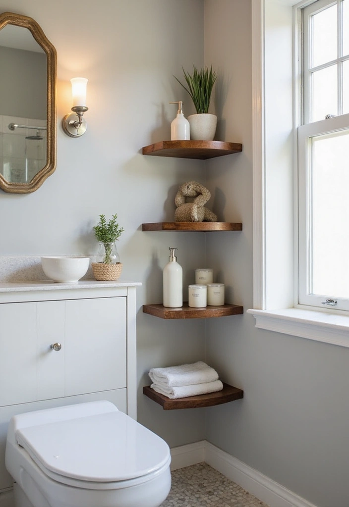 29 Smart Storage Ideas For Small Bathrooms You’ll Actually Use 15 29 Smart Storage Ideas For Small Bathrooms You’ll Actually Use - 3. Corner Shelves