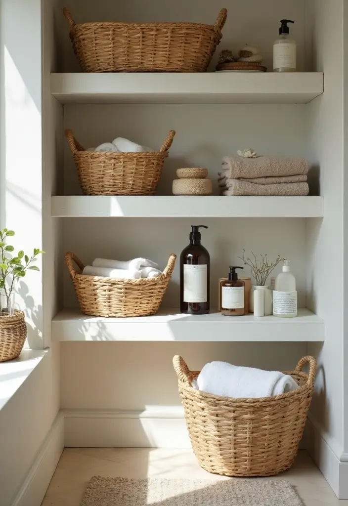 29 Smart Storage Ideas For Small Bathrooms You’ll Actually Use 27 29 Smart Storage Ideas For Small Bathrooms You’ll Actually Use - 5. Basket Storage