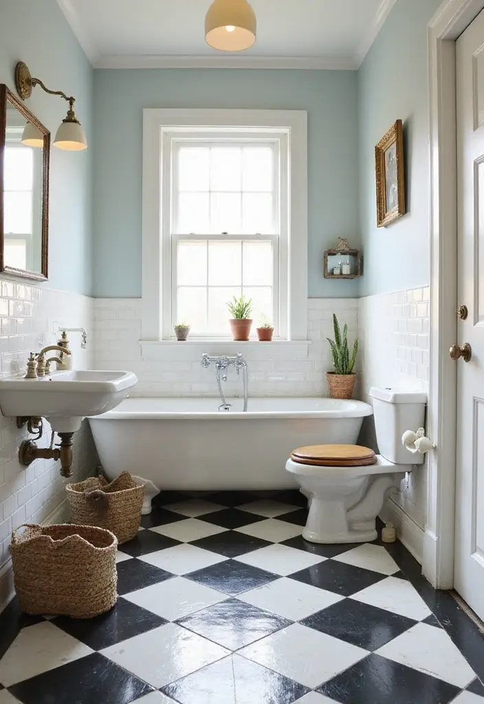 29 Tile Bathroom Ideas That Transform Any Space 77 29 Tile Bathroom Ideas That Transform Any Space - 13. Vintage Checkerboard Patterns