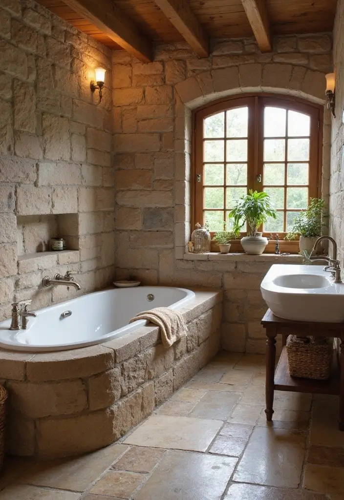 29 Tile Bathroom Ideas That Transform Any Space 91 29 Tile Bathroom Ideas That Transform Any Space - 15. Rustic Stone-Look Tiles