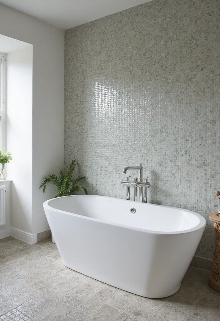 29 Tile Bathroom Ideas That Transform Any Space 124 29 Tile Bathroom Ideas That Transform Any Space - 20. Luxe Glass Mosaic Tiles