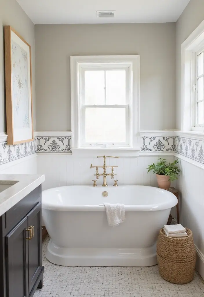 29 Tile Bathroom Ideas That Transform Any Space 131 29 Tile Bathroom Ideas That Transform Any Space - 21. Vintage Inspired Borders
