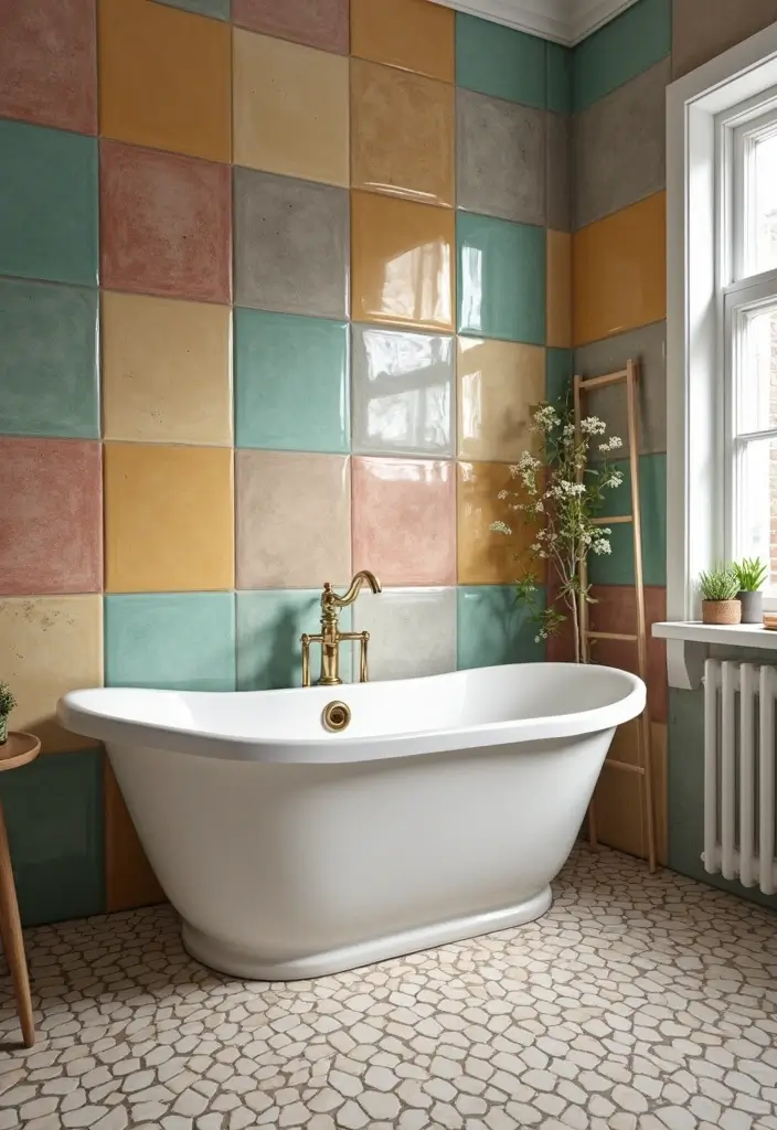 29 Tile Bathroom Ideas That Transform Any Space 138 29 Tile Bathroom Ideas That Transform Any Space - 22. Color Block Design