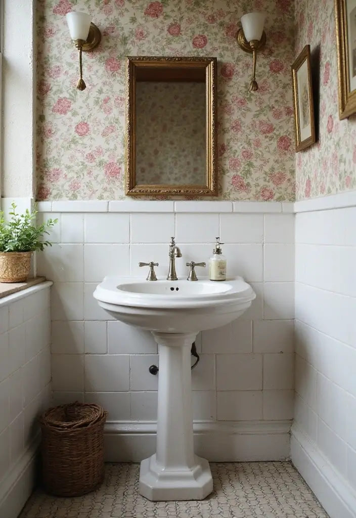 29 Tile Bathroom Ideas That Transform Any Space 145 29 Tile Bathroom Ideas That Transform Any Space - 23. Vintage Style Sinks with Tile Backdrops