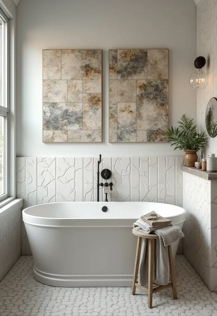 29 Tile Bathroom Ideas That Transform Any Space 166 29 Tile Bathroom Ideas That Transform Any Space - 26. Custom Tile Artwork