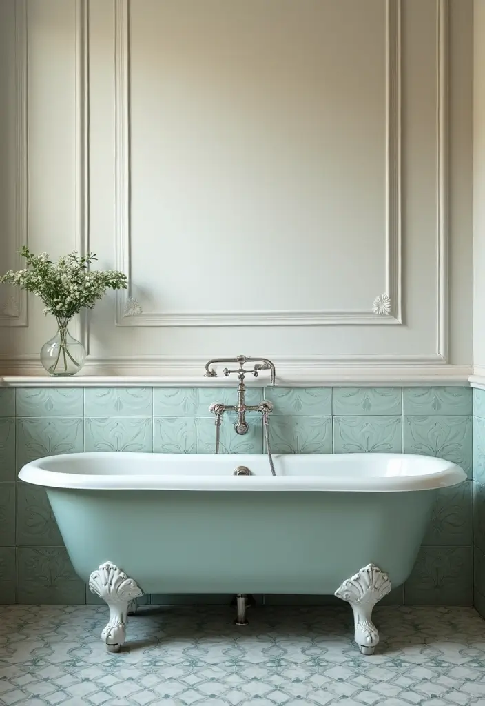 29 Tile Bathroom Ideas That Transform Any Space 173 29 Tile Bathroom Ideas That Transform Any Space - 27. Vintage Bathtubs with Tiled Surrounds