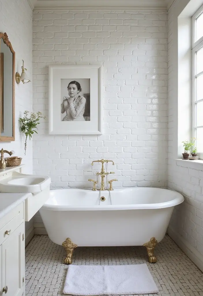 29 Tile Bathroom Ideas That Transform Any Space 187 29 Tile Bathroom Ideas That Transform Any Space - 29. Timeless White Tiles with Vintage Accents