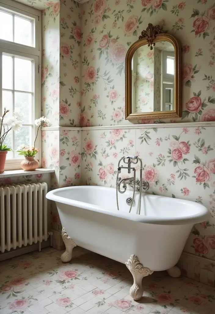 29 Tile Bathroom Ideas That Transform Any Space 20 29 Tile Bathroom Ideas That Transform Any Space - 4. Vintage Floral Tiles