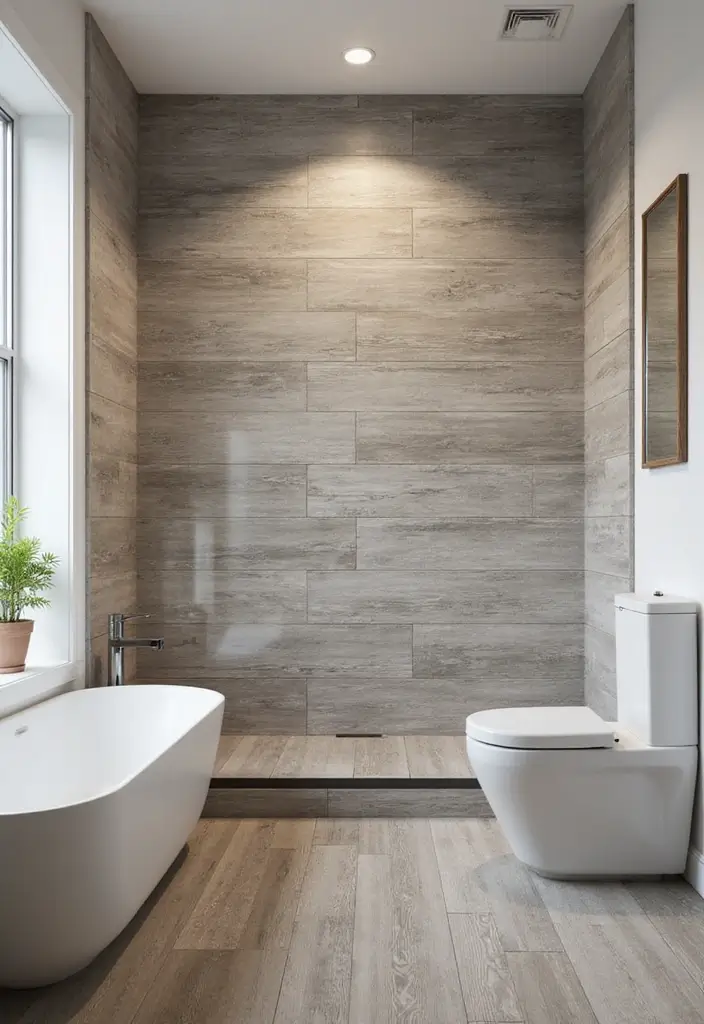 29 Tile Bathroom Ideas That Transform Any Space 27 29 Tile Bathroom Ideas That Transform Any Space - 5. Weathered Wood Effect Tiles