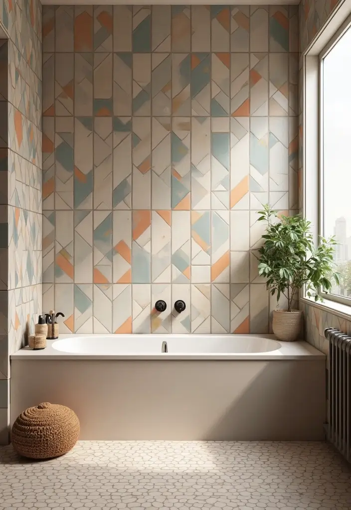 29 Tile Bathroom Ideas That Transform Any Space 44 29 Tile Bathroom Ideas That Transform Any Space - 8. Geometric Tile Patterns