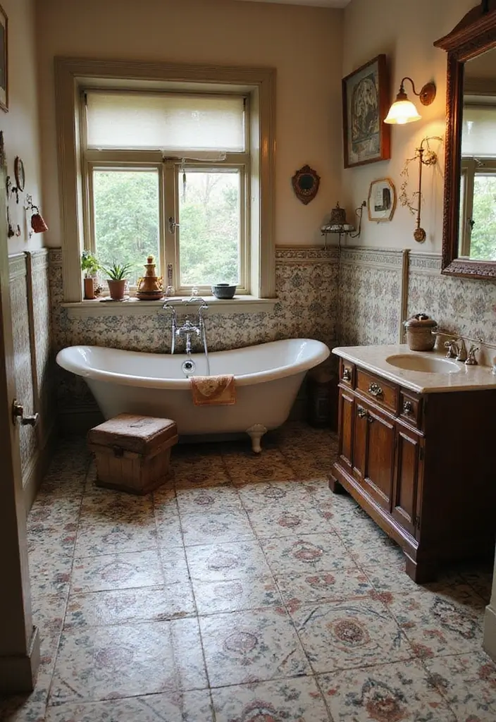 29 Tile Bathroom Ideas That Transform Any Space 49 29 Tile Bathroom Ideas That Transform Any Space - 9. Vintage Ceramic Floor Tiles