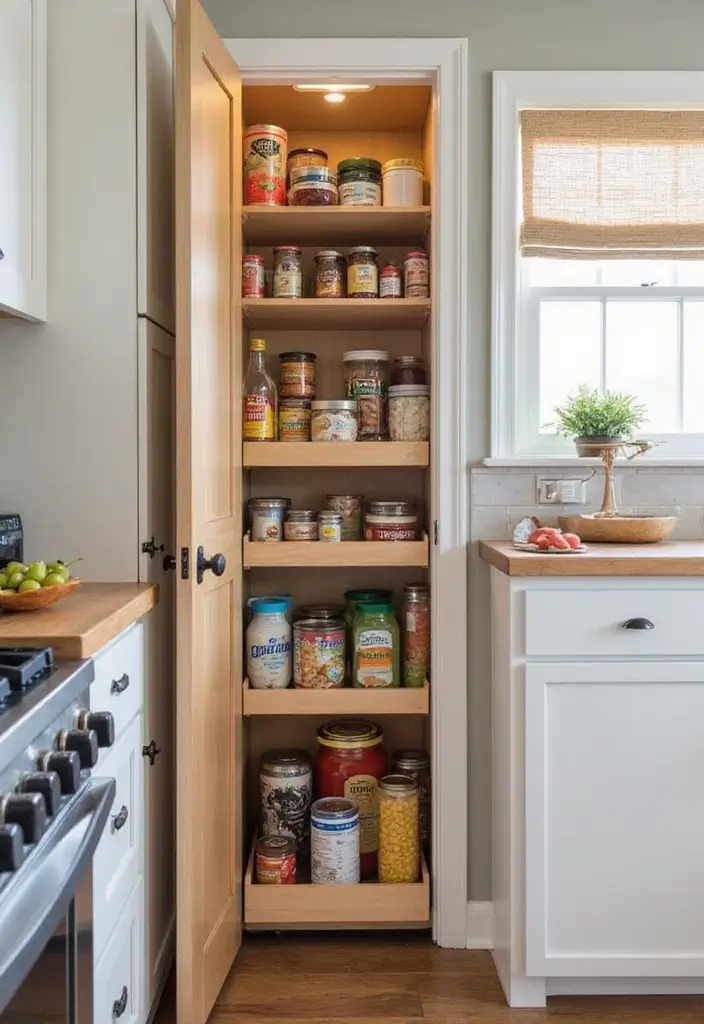 29 Very Small Kitchen Layout Ideas That Actually Work 90 29 Very Small Kitchen Layout Ideas That Actually Work - 14. Pull-Out Pantry Solutions
