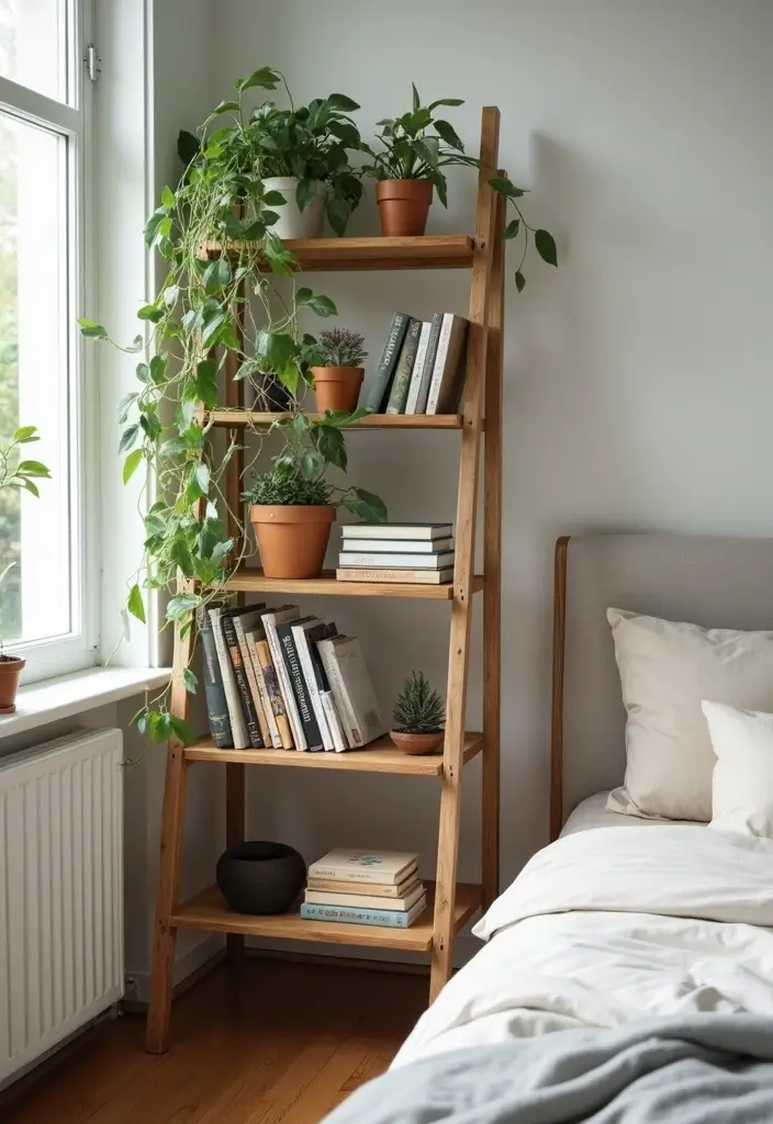 30+ Bedroom Storage Ideas To Declutter And Refresh Your Space 195 30+ Bedroom Storage Ideas To Declutter And Refresh Your Space - 29. Bedside Ladder for Books