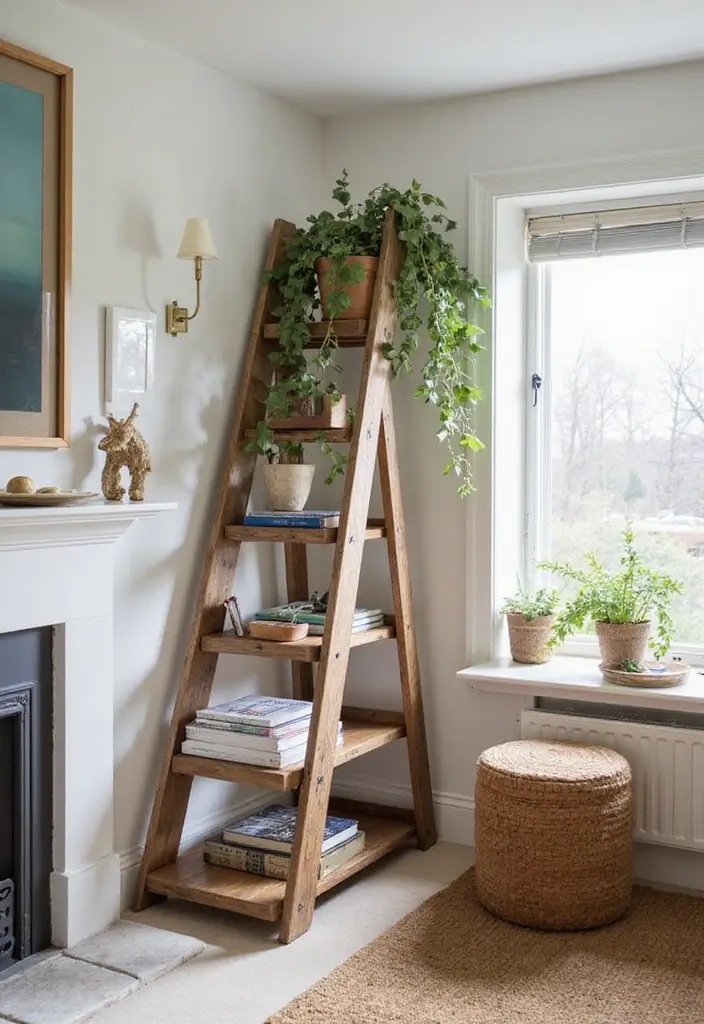 30+ Bedroom Storage Ideas To Declutter And Refresh Your Space 50 30+ Bedroom Storage Ideas To Declutter And Refresh Your Space - 8. Repurposed Ladder Shelves