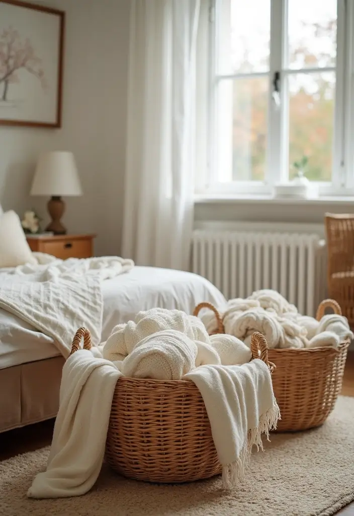 30+ Bedroom Storage Ideas To Declutter And Refresh Your Space 57 30+ Bedroom Storage Ideas To Declutter And Refresh Your Space - 9. Decorative Baskets
