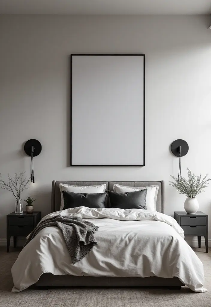 30+ Bedroom Wall Ideas For A Relaxing Modern Retreat 134 30+ Bedroom Wall Ideas For A Relaxing Modern Retreat - 20. Monochrome Magic