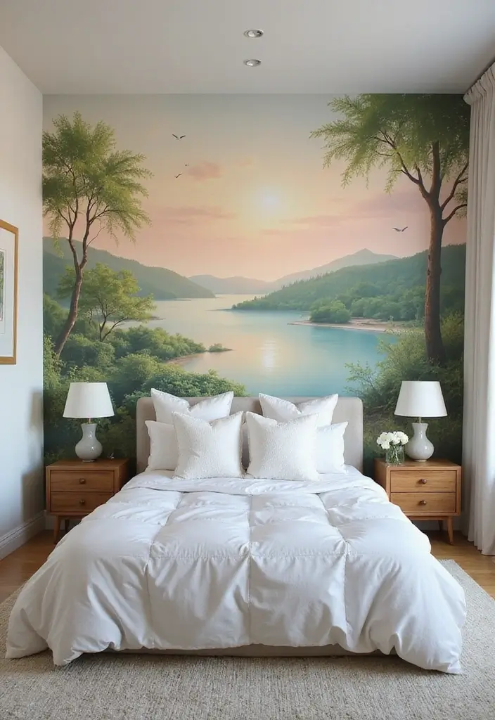 30+ Bedroom Wall Ideas For A Relaxing Modern Retreat 204 30+ Bedroom Wall Ideas For A Relaxing Modern Retreat - 30. Serene Murals