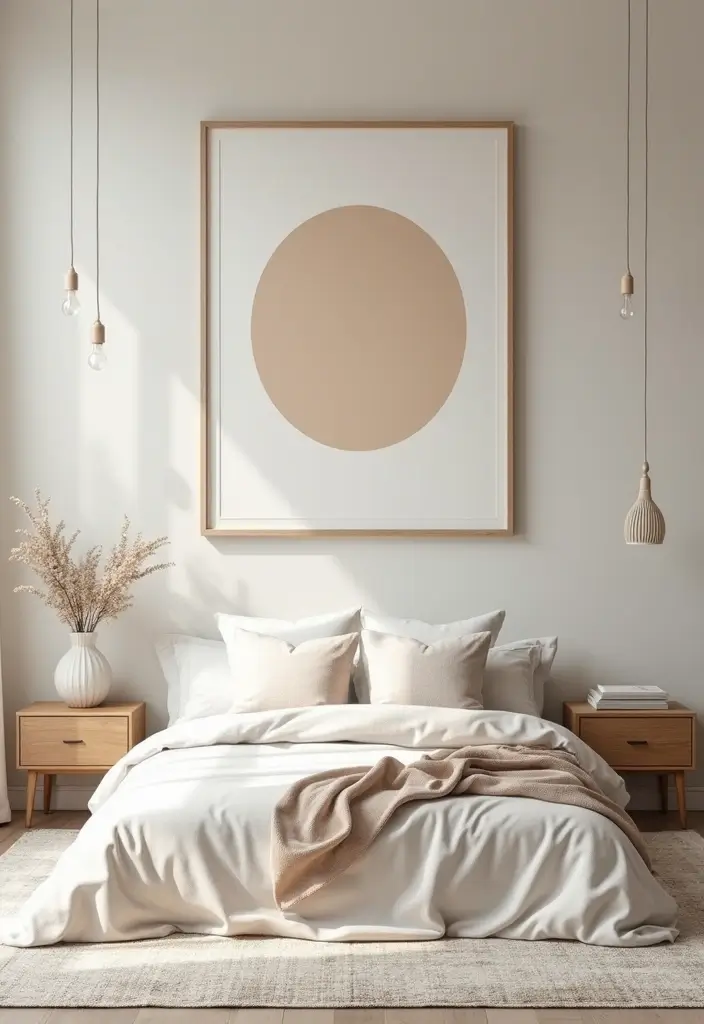 30+ Bedroom Wall Ideas For A Relaxing Modern Retreat 43 30+ Bedroom Wall Ideas For A Relaxing Modern Retreat - 7. Large-Scale Art Pieces