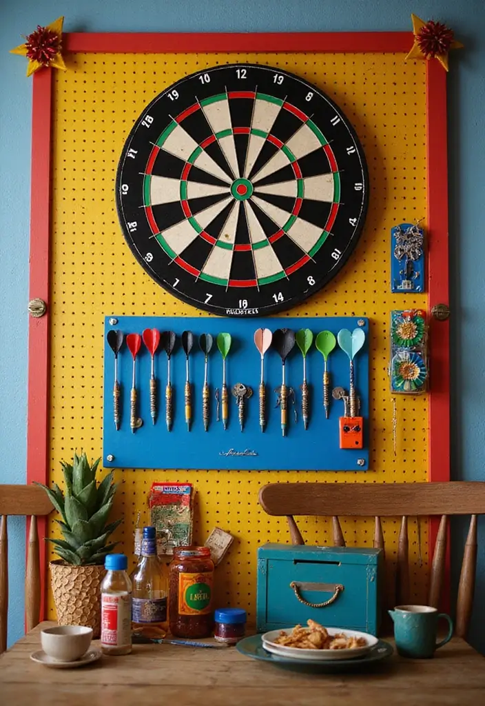 30+ Dart Board Wall Ideas That Look Cool and Protect Your Walls 62 30+ Dart Board Wall Ideas That Look Cool and Protect Your Walls - 10. Dart Board Pegboard Wall