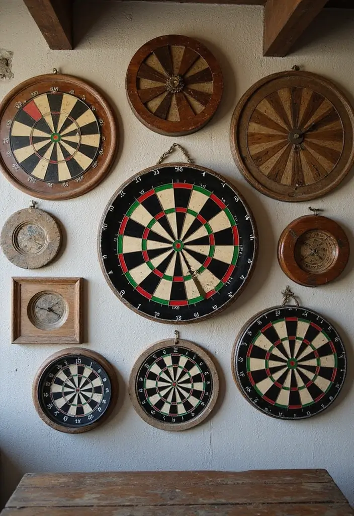30+ Dart Board Wall Ideas That Look Cool and Protect Your Walls 69 30+ Dart Board Wall Ideas That Look Cool and Protect Your Walls - 11. Vintage Dart Board Collection