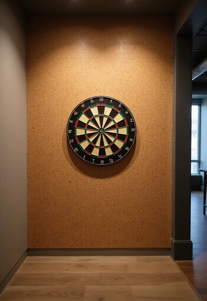 30+ Dart Board Wall Ideas That Look Cool and Protect Your Walls 106 30+ Dart Board Wall Ideas That Look Cool and Protect Your Walls - 16. Dart Board with Cork Wall
