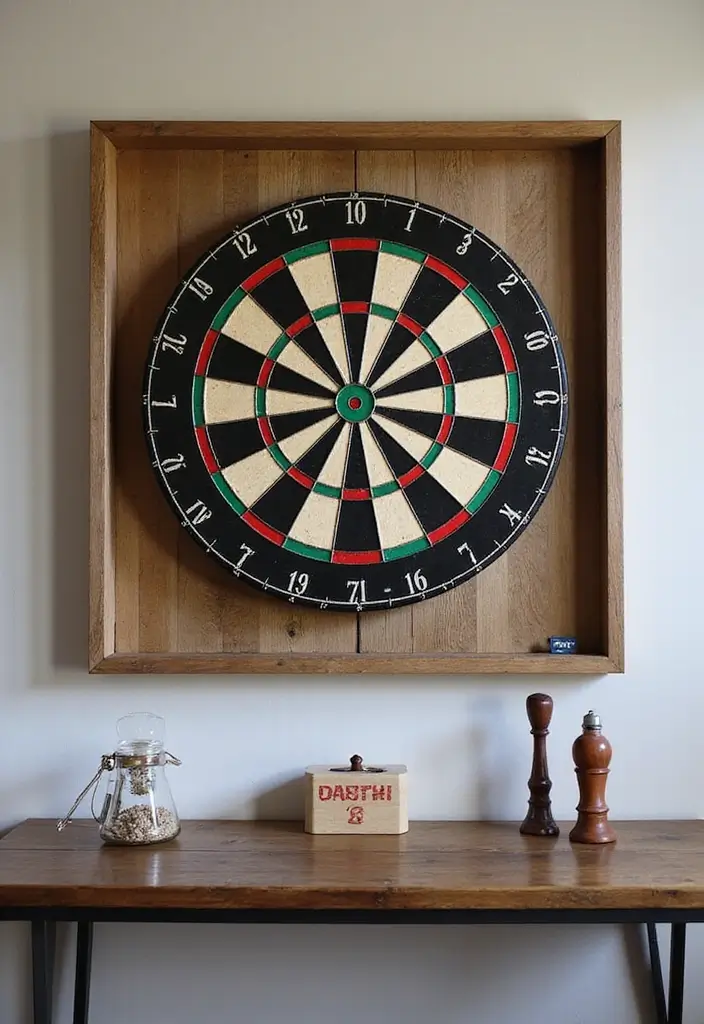 30+ Dart Board Wall Ideas That Look Cool and Protect Your Walls 132 30+ Dart Board Wall Ideas That Look Cool and Protect Your Walls - 20. Creative Dart Board Framing