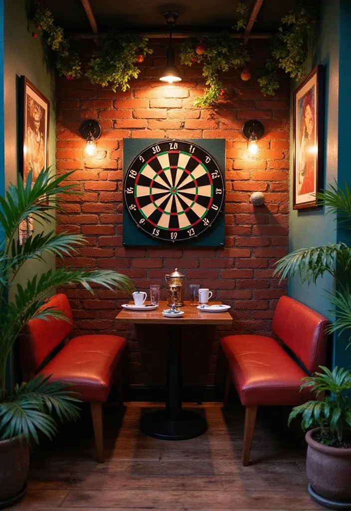 30+ Dart Board Wall Ideas That Look Cool and Protect Your Walls 22 30+ Dart Board Wall Ideas That Look Cool and Protect Your Walls - 4. Themed Dart Board Corner