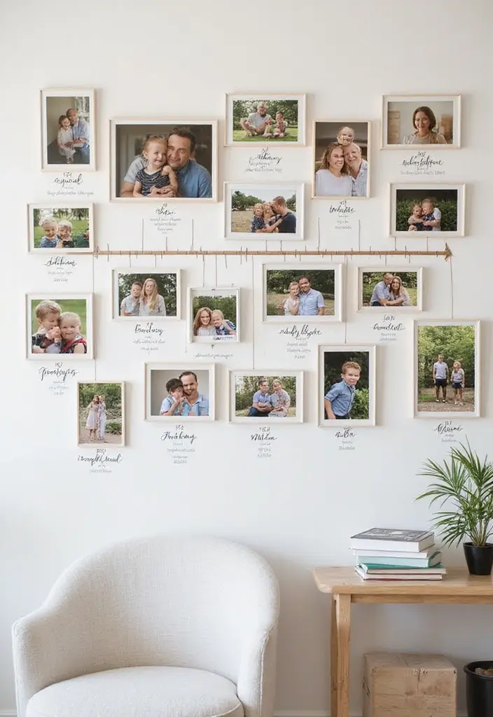 30+ Family Picture Wall Ideas That Tell Your Story Beautifully 65 30+ Family Picture Wall Ideas That Tell Your Story Beautifully - 11. Timeline of Milestones