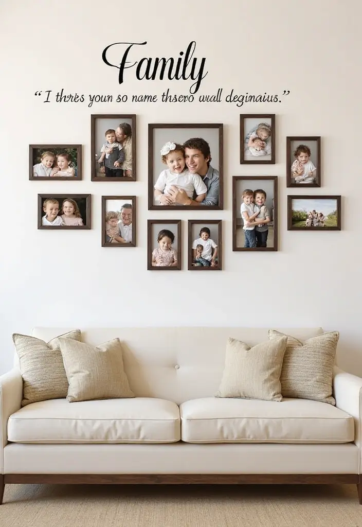 30+ Family Picture Wall Ideas That Tell Your Story Beautifully 93 30+ Family Picture Wall Ideas That Tell Your Story Beautifully - 15. Personalized Wall Decals