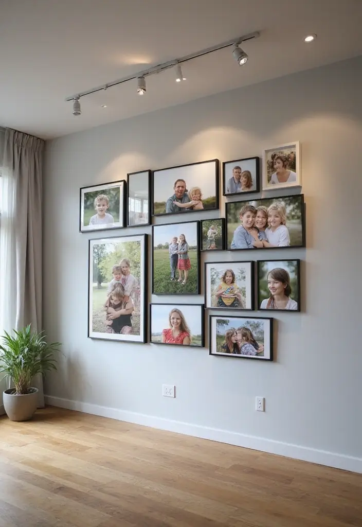 30+ Family Picture Wall Ideas That Tell Your Story Beautifully 117 30+ Family Picture Wall Ideas That Tell Your Story Beautifully - 19. Interactive Photo Frames