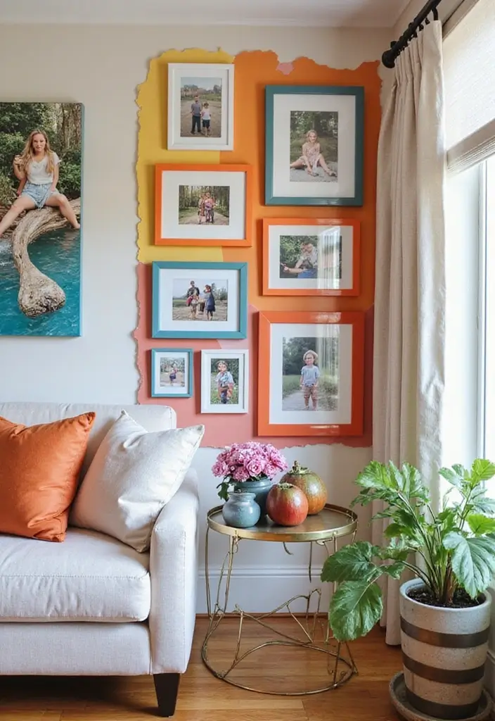 30+ Family Picture Wall Ideas That Tell Your Story Beautifully 152 30+ Family Picture Wall Ideas That Tell Your Story Beautifully - 24. Color Themed Photo Wall