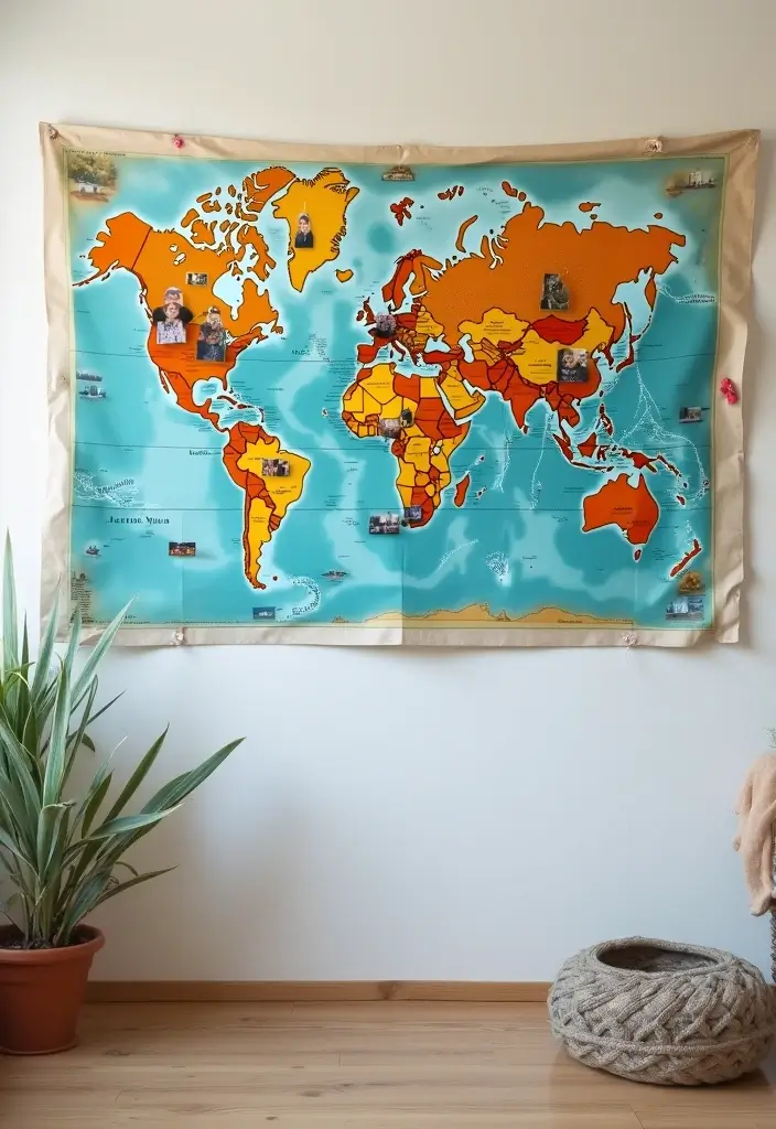 30+ Family Picture Wall Ideas That Tell Your Story Beautifully 192 30+ Family Picture Wall Ideas That Tell Your Story Beautifully - 30. Family Adventure Map