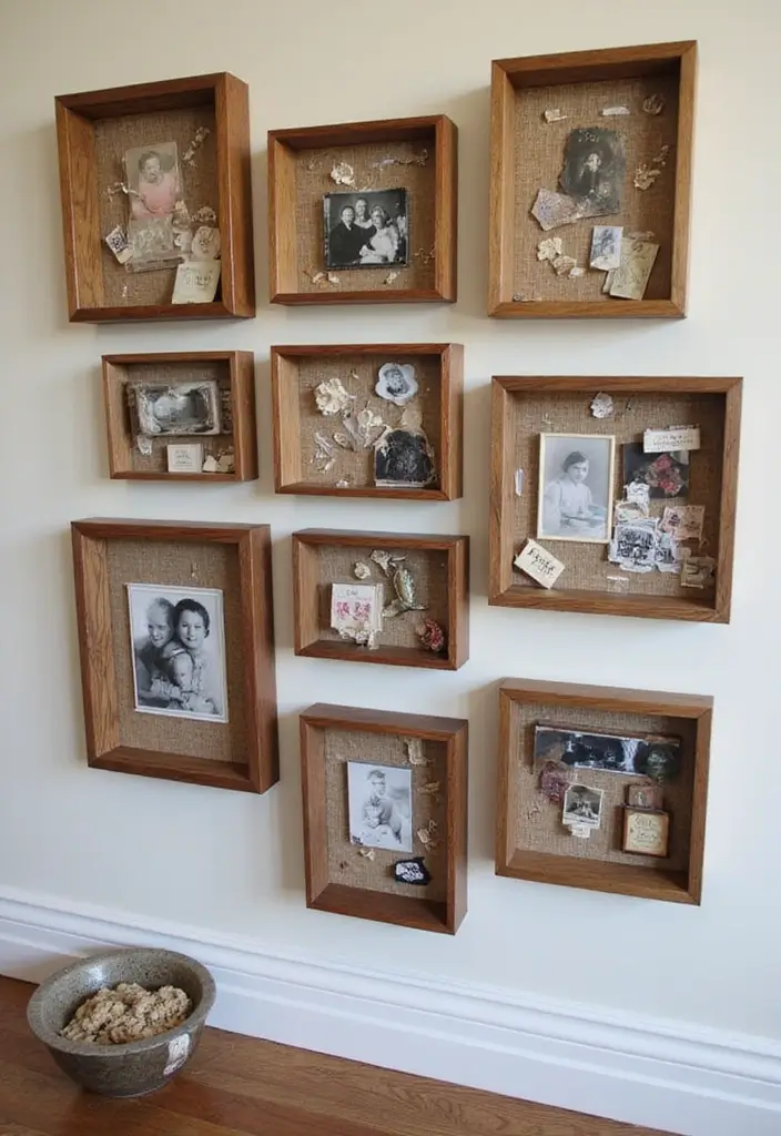 30+ Family Picture Wall Ideas That Tell Your Story Beautifully 46 30+ Family Picture Wall Ideas That Tell Your Story Beautifully - 8. Shadow Boxes for a Unique Touch