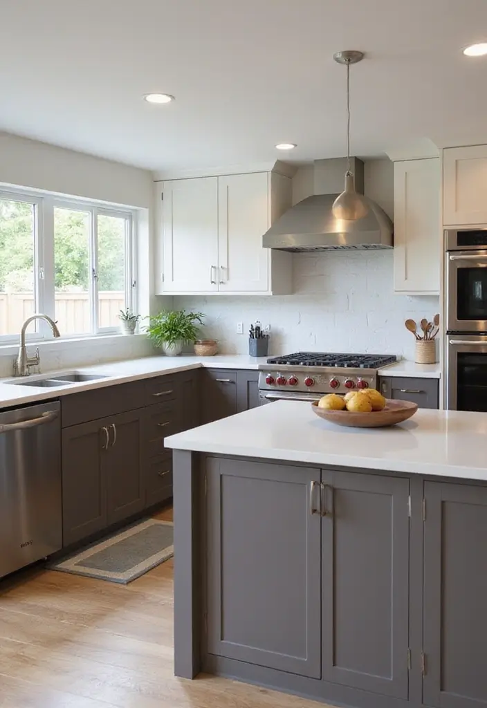 30+ L Shaped Kitchen Ideas That Maximize Corners and Functionality 116 30+ L Shaped Kitchen Ideas That Maximize Corners and Functionality - 22. Dual-Color Cabinetry