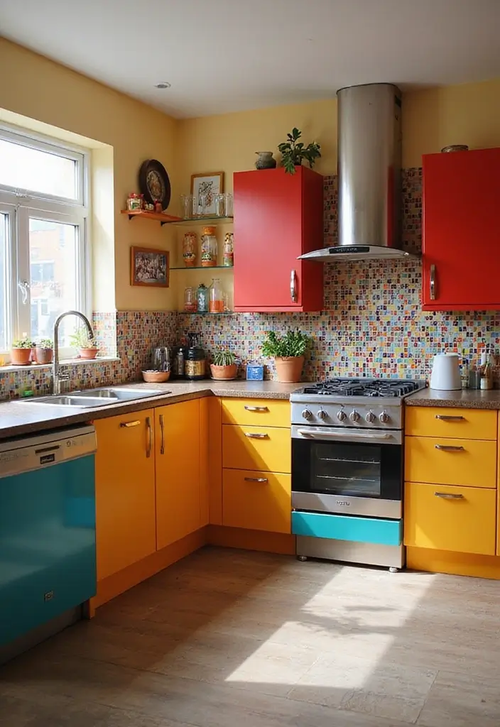 30+ L Shaped Kitchen Ideas That Maximize Corners and Functionality 18 30+ L Shaped Kitchen Ideas That Maximize Corners and Functionality - 4. Bold Color Choices