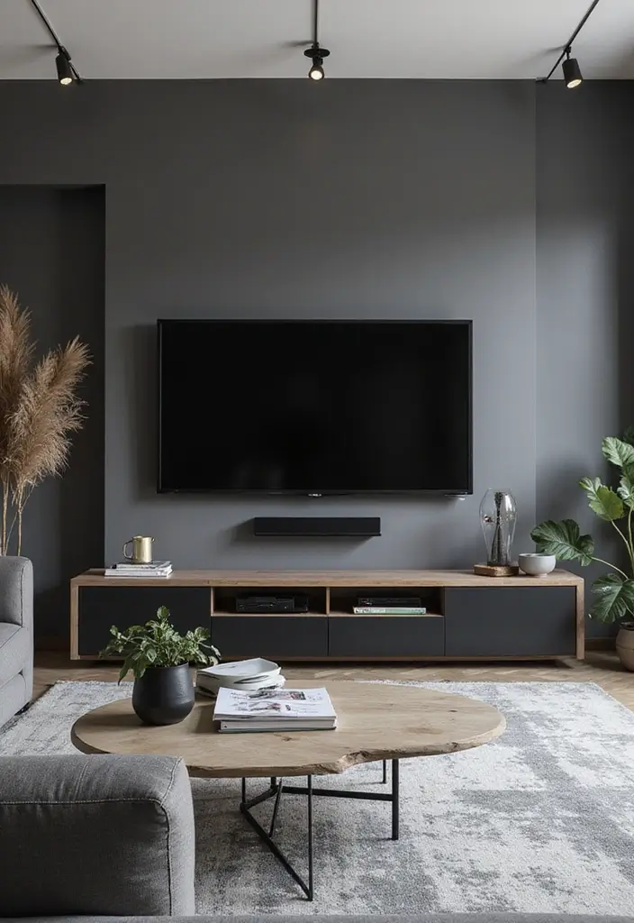 30+ Living Room TV Wall Ideas For A Designer-Look Makeover 64 30+ Living Room TV Wall Ideas For A Designer-Look Makeover - 10. Monochrome Elegance