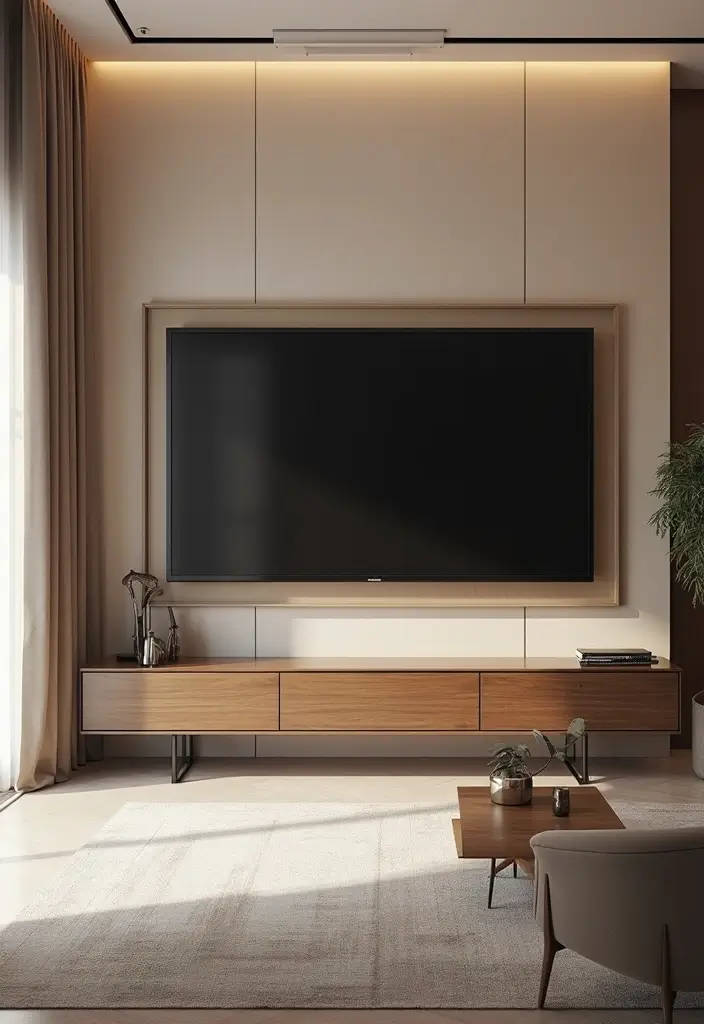 30+ Living Room TV Wall Ideas For A Designer-Look Makeover 99 30+ Living Room TV Wall Ideas For A Designer-Look Makeover - 15. Artistic Frame for TV