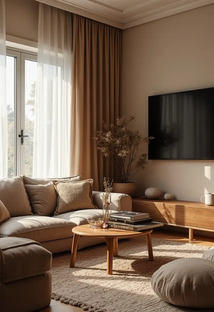 30+ Living Room TV Wall Ideas For A Designer-Look Makeover 106 30+ Living Room TV Wall Ideas For A Designer-Look Makeover - 16. Layered Textiles