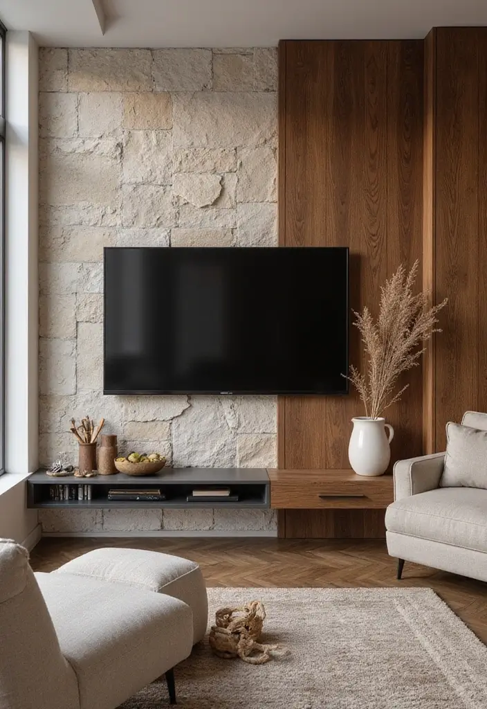30+ Living Room TV Wall Ideas For A Designer-Look Makeover 8 30+ Living Room TV Wall Ideas For A Designer-Look Makeover - 2. Textured Accent Wall