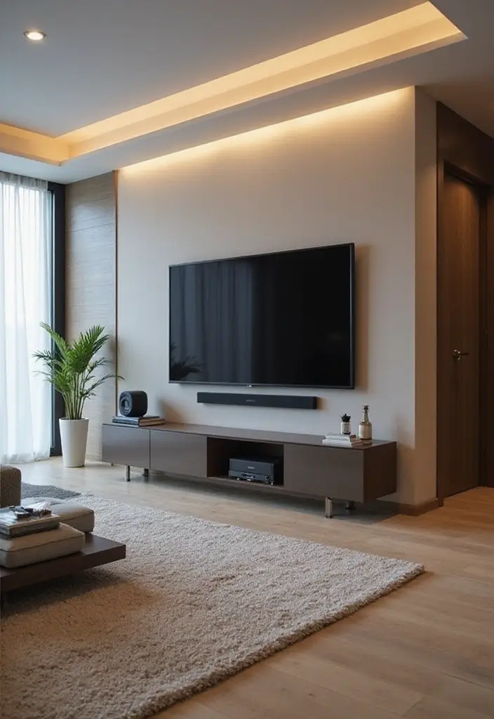 30+ Living Room TV Wall Ideas For A Designer-Look Makeover 141 30+ Living Room TV Wall Ideas For A Designer-Look Makeover - 21. Integrated Sound System