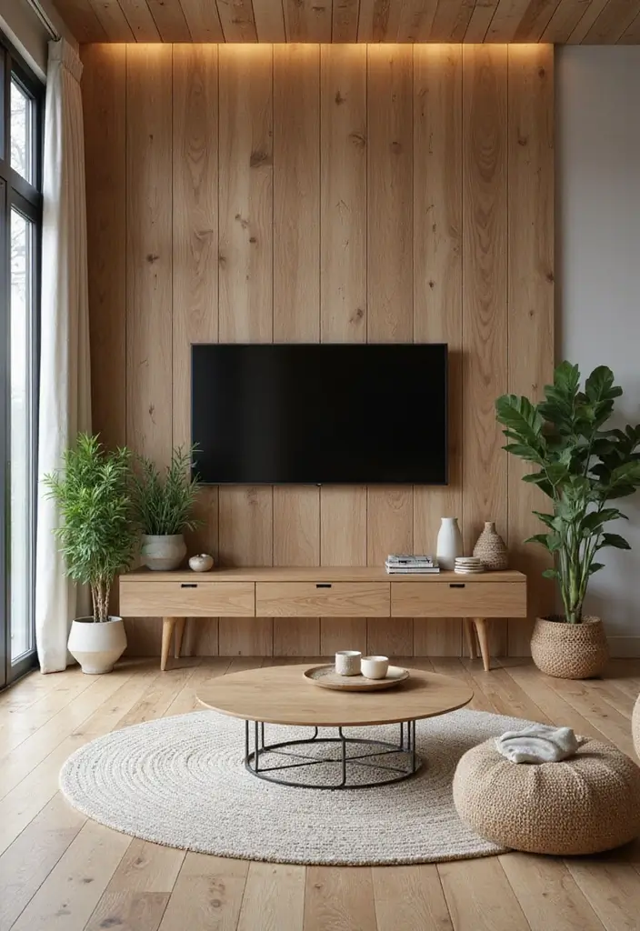 30+ Living Room TV Wall Ideas For A Designer-Look Makeover 148 30+ Living Room TV Wall Ideas For A Designer-Look Makeover - 22. Natural Elements