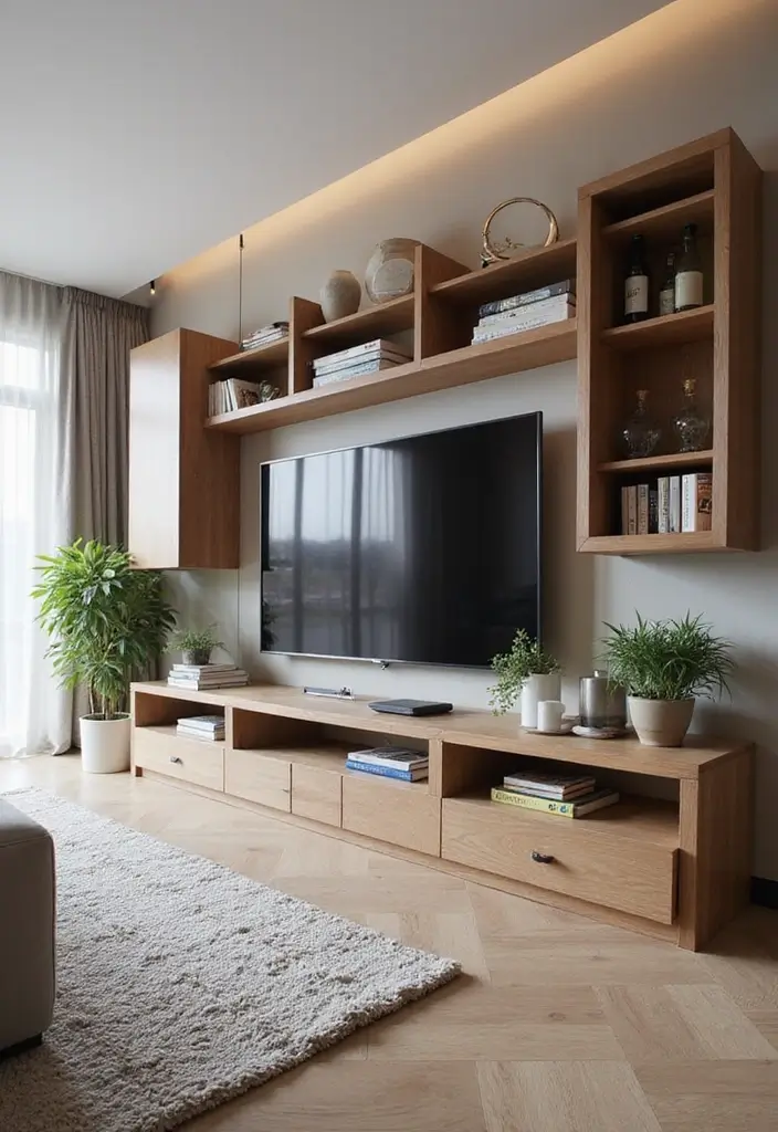 30+ Living Room TV Wall Ideas For A Designer-Look Makeover 188 30+ Living Room TV Wall Ideas For A Designer-Look Makeover - 28. Smart Storage Solutions
