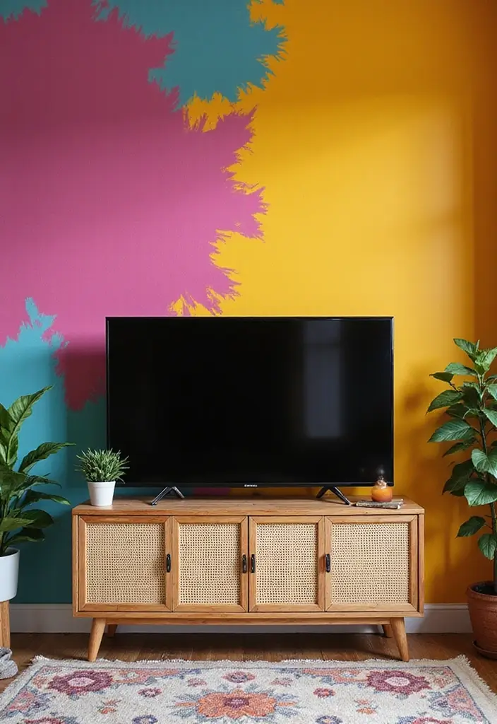 30+ Living Room TV Wall Ideas For A Designer-Look Makeover 50 30+ Living Room TV Wall Ideas For A Designer-Look Makeover - 8. Colorful Backdrops
