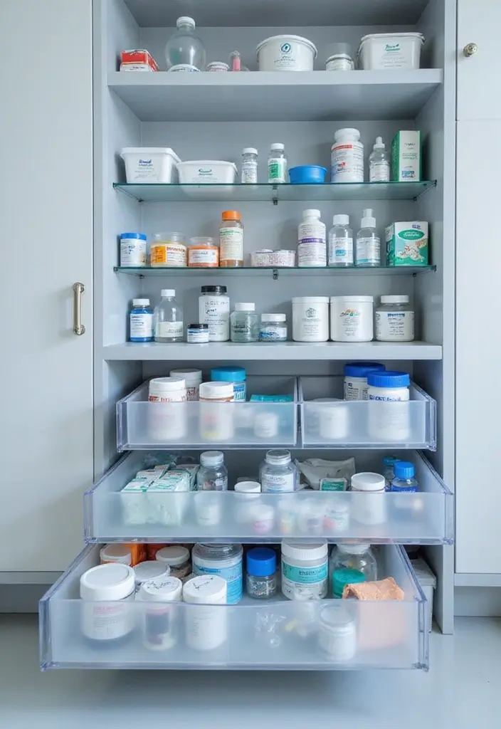 30 Medicine Storage Ideas for Safe and Stylish Home Organization 11. Clear Acrylic Drawers