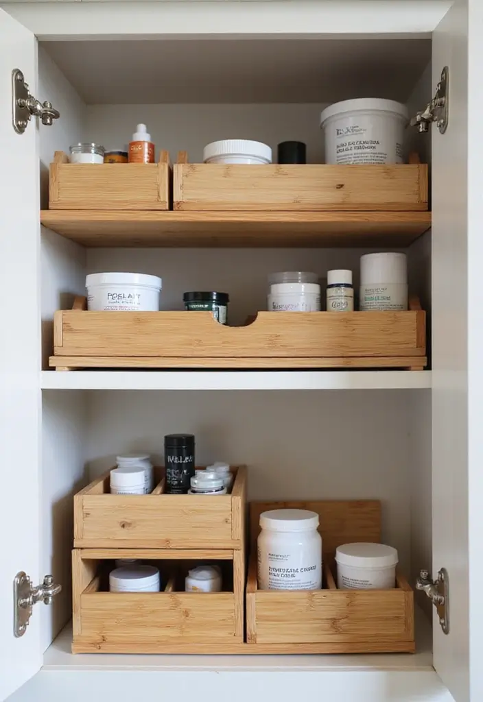30 Medicine Storage Ideas for Safe and Stylish Home Organization 4. Stackable Bamboo Organizers