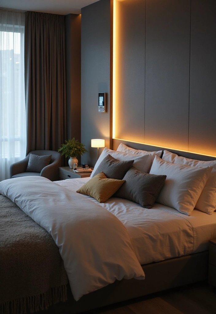 30+ Modern Bedroom Ideas You’ll Want to Copy Instantly 99 30+ Modern Bedroom Ideas You’ll Want to Copy Instantly - 15. Smart Home Features