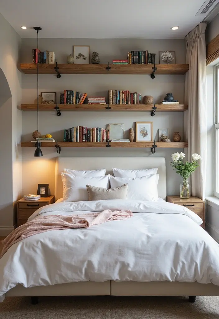 30+ Modern Bedroom Ideas You’ll Want to Copy Instantly 120 30+ Modern Bedroom Ideas You’ll Want to Copy Instantly - 18. Shelving Solutions