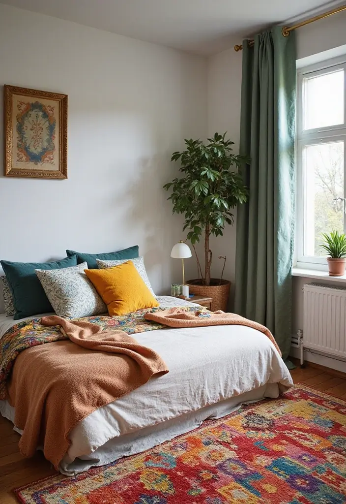 30+ Modern Bedroom Ideas You’ll Want to Copy Instantly 183 30+ Modern Bedroom Ideas You’ll Want to Copy Instantly - 27. Colorful Rugs